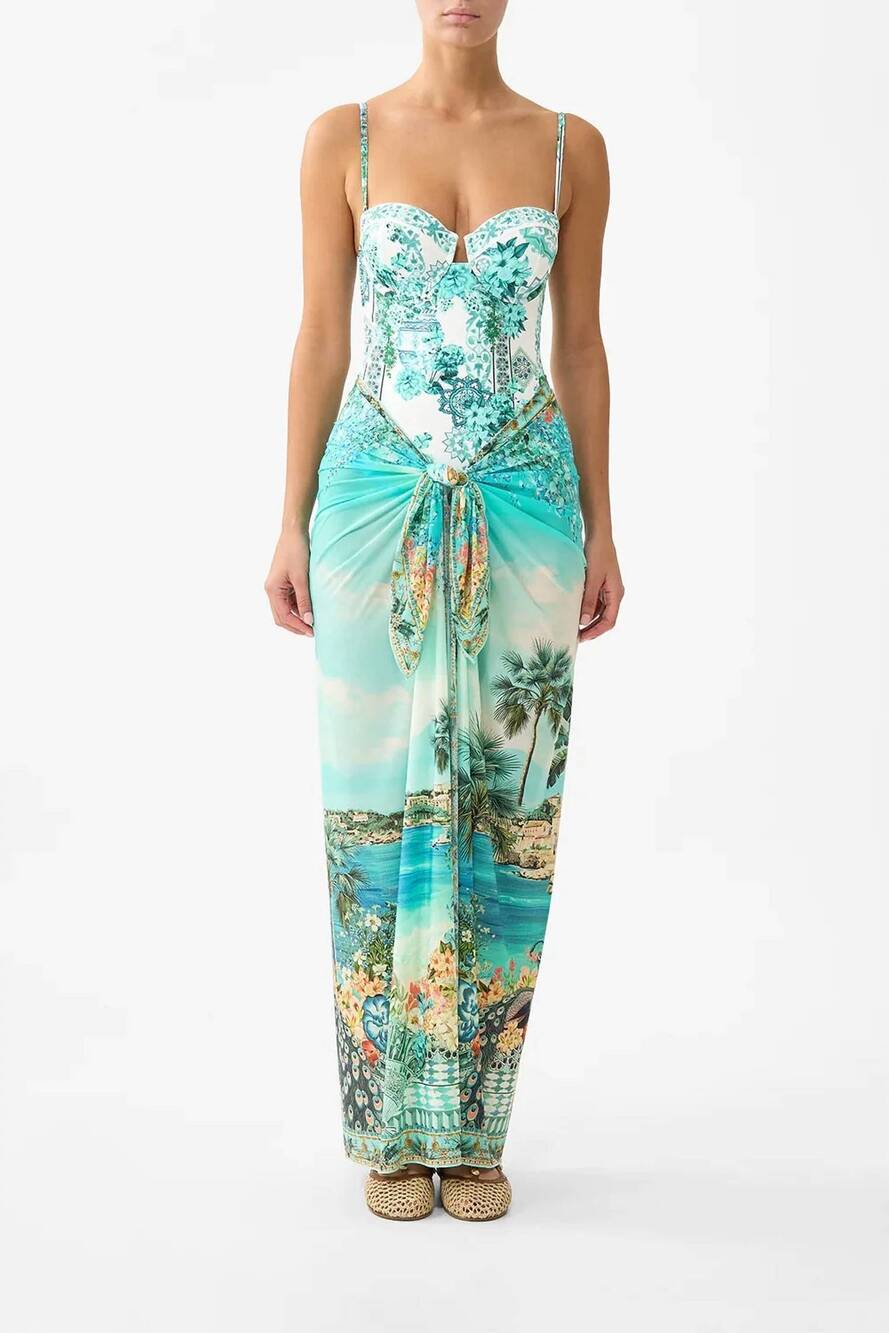 NEW CAMILLA multi wear long sarong in balearic bebé